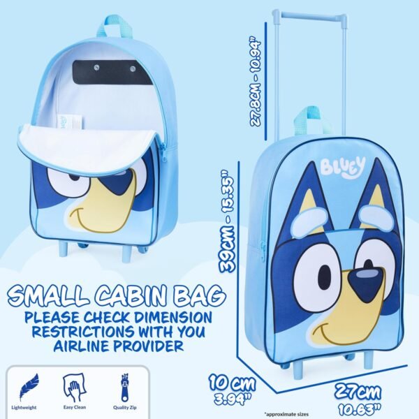 Bluey Children’s Luggage Suitcase - Foldable Trolley Bag 39 x 27cm 2 Wheels Extendable Handle - Travel Bag with Wheels - Image 4