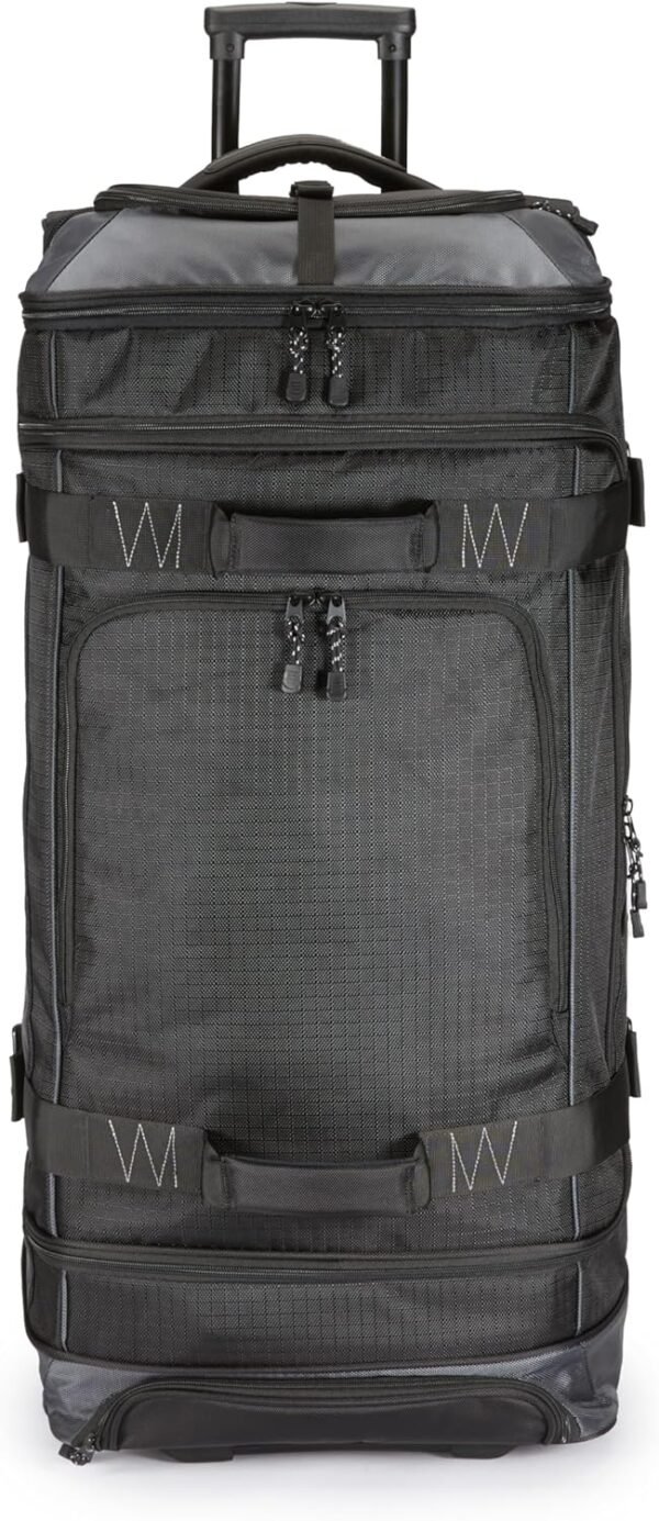 Amazon Basics Ripstop Wheeled Duffel Bag for Travel, Travel Bag, Telescoping Handle, 35", Black