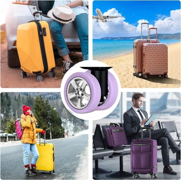 REENFAYA Luggage Wheels Cover,24PCS Luggage Suitcase Wheels Cover Carry on Luggage Suitcase Wheels Protector/Luggage Caster Cover Silicone Covers for Most Luggage Wheel/Office Chair No Noise (Black) - Image 5