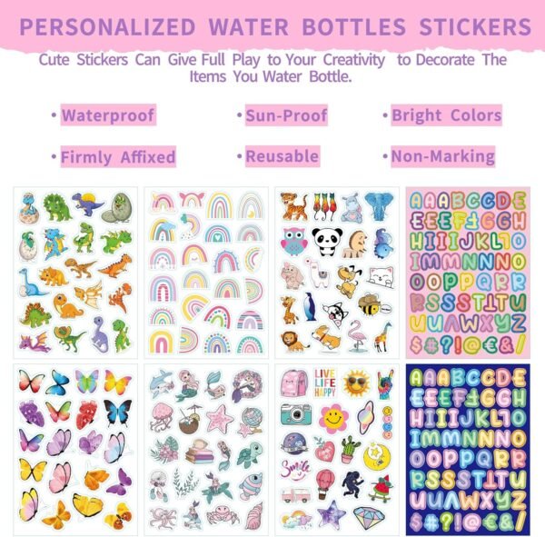 Mininoo Kids Water Bottle for School, 16oz Stainless Steel Insulated Water Bottle Kids with Straw Lid for Girls, Boys (Purple/Pink) - Image 4