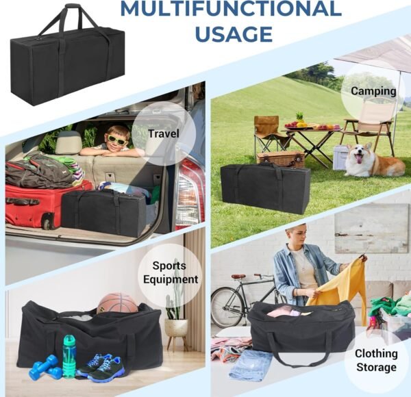 COOLBEBE 32" Sports Duffle Bag - 73L Large Travel Duffel Luggage Bag with Upgrade 2-way Lockable Zippers, Sturdy & Water Resistant, Black - Image 2