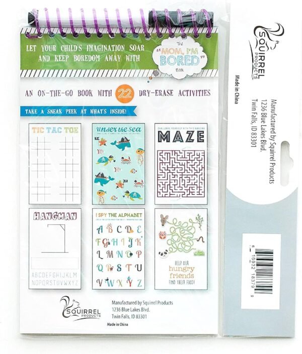 Squirrel Products Mom, I'm Bored Children's Activity Book, Fun Reusable Dry Erase Toy - Roadtrip Essentials, Word Games, Screen Free Activites for Kids Ages 3 and Up - Original Version - Image 6