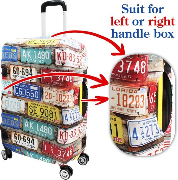 Luggage Cover Suitcase Protector Fits 19-33 Inch TSA Approved Travel Suitcase Cover Washable Dustproof Anti-Scratch (L (26-30 inch), License Plates) - Image 3