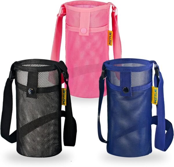 Water Bottle Holder with Strap, Premium Water Bottle Carrier with Strap Easy Clean, Light Water Bottle Carrier Bag, Water Bottle Holder with Pocket for Hiking, Walking, Travel