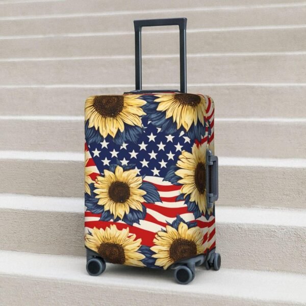 Sunflowers Red and White Lines Travel Luggage Suitcase COVER, Washable Suitcase COVERS Elastic, XL - Fits 29-32 inch luggage (No Suitcase) - Image 6