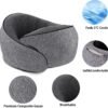Travel Pillow 100% Pure Memory Foam,New Ergonomic Design 360°Adjustable Soft Neck Pillow,Travel Neck Pillow for Car and Airplane Travel,Neck Pillow for Traveling with Eye Masks and Earplugs(Grey) - Image 2