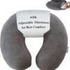 Memory Foam Neck Pillow - Adjustable Thickness for Best Comfort, Grey