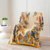 Boho Throw Blanket for Couch 100% Cotton Throw Blanket Floral Bed Blanket 80''x90'', Cotton Quilts Travel Blanket Knitted Muslin Blanket Home Decor Cozy Blankets for Women - Image 4