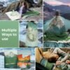 KingCamp Lightweight Camping Blanket - Puffy Printed Warm Camping Quilt with Snap Button - Portable for Travel, Hiking, Stadium, Airplane - 79" x 57" - Green - Image 7