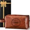 Travel Toiletry Bag for Man PU Leather Toiletry Bag with Gift Box Men Travel Essential Makeup Bag Toiletry Bathroom Travel Accessories Dopp Kit for Dad Birthday Gift Christmas New Year Gift - Image 2