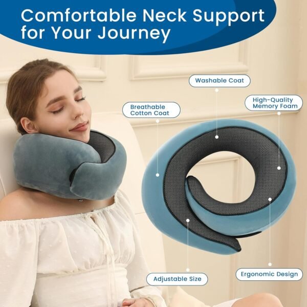 2024 New Memory Foam Travel Pillow for Airplanes,Neck Pillow for Traveling,Neck Plus Travel Pillow,Wander Neck Plus Travel Neck Pillow - Image 9