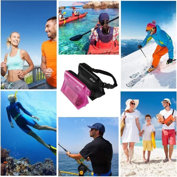 AiRunTech Waterproof Pouch with Waist Strap (2 Pack) | Adjustable Waterproof Dry Fanny Bag for Boating Swimming Kayaking Surfing | Beach Cruise Travel Accessories Essentials Vacation Must haves - Image 7