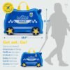 Trunki Ride-On Kids Suitcase | Tow-Along Toddler Luggage | Carry-On Cute Bag with Wheels | Airplane Travel Essentials: Percy Police Car Blue - Image 2