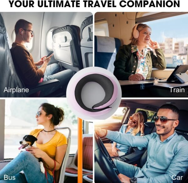 Travel Pillow, Neck Pillow Travel, Memory Foam Neck Pillow Travel Neck Pillow for Traveling, Neck Support Travel Pillows for Long Flights, Neck Travel Pillows for Airplanes, Pink - Image 5