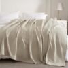 David's Home Cozy Waffle Weave Blanket Twin Size, Ultra Soft Breathable Lightweight Skin-Friendly Throw for Summer, Elegant Room Decor for Couch Bed Sofa Car Travel, Natural - Image 8