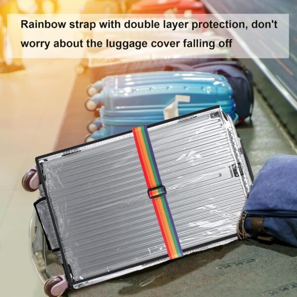 3PCS Waterproof Luggage Protective Cover with Colorful Straps Clear Suitcase Cover Protectors PVC Transparent Travel Dustproof Luggage Sleeve Protector(20 Inches, 24 Inches, 28 Inches) - Image 7