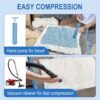 16 Pack Vacuum Storage Bags with Hand Pump, 4 Jumbo + 4 Large + 4 Medium + 4 Small 80% Space Saver Vacuum Seal Bags for Clothing, Vacuum Compression Bags Travel Lugggage, Blankets, Comforters - Image 6