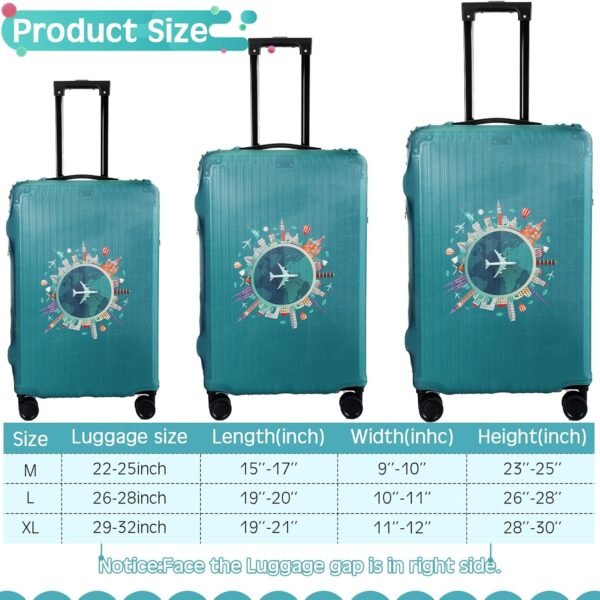 Sherr 3 Pieces Travel Luggage Cover Suitcase Protector Anti Scratch Suitcase Cover Washable Baggage Covers (Travel Theme,Medium/L/XL) - Image 2