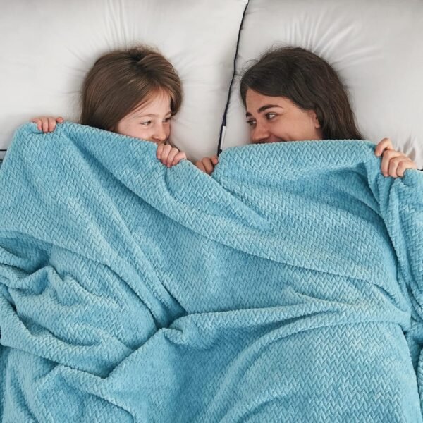 NEWCOSPLAY Super Soft Throw Blanket Light Blue Premium Silky Flannel Fleece Leaves Pattern Lightweight Bed Blanket All Season Use (Light Blue, Throw(40"x50")) - Image 2