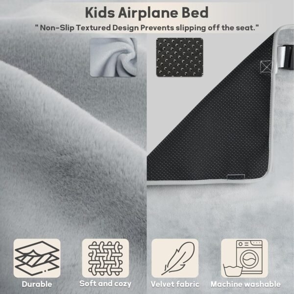 Toddler Airplane Bed Seat Extender, Kids Airplane Bed, Portable Baby Airplane Seat Extender Travel Bed, Kids Airplane Travel Essentials, Suitable for Airplane, Train, Bus - Image 3