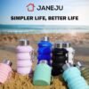 JaneJu Collapsible Water Bottle, 17oz BPA Free Silicone Reusable Portable Lightweight Foldable Water Bottles with Carabiner, Portable Leak Proof Sports Water Bottle (Blue) - Image 8