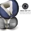 American Dreamer, Comfortable Travel Pillow, Neck Pillow for Uninterrupted Sleep, Deluxe Memory Foam Pillow for Airplane, Bus, Car, and Train, Travel Essentials, Made in USA, Dark Blue - Image 8