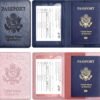 Eoehro 2Pack Passport Wallet with Vaccine Card Slot, Faux Leather, Dark blue+Rose gold, Unisex - Image 2
