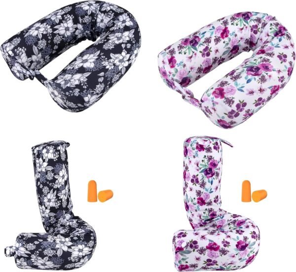 2 Pack Travel Pillow Twist Memory Foam Neck Support Adjustable Pillow for Airplane Train Bus or at Home-Neck Bendable Roll Pillow for Chin, Shoulder Pain Lumbar Rest Leg Support