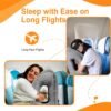 Inflatable Travel Pillow - Airplane Pillow for Neck Support on Long Flights, Buses, Cars, Office & Trains - Comes with Eye Mask, Earplugs & Portable Drawstring Bag - Grey - Image 2