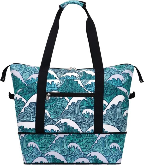HAWEE Expandable Duffel Bag for Women with Trolley Sleeve/Wet Pocket Weekender Travel Tote Large Carry On Overnight Luggage