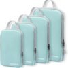 WOOMADA Compression Packing Cubes for Suitcases Travel Essentials 4 Set Expandable Travel Bags Organizer for Luggage(turquoise)