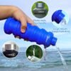JaneJu Collapsible Water Bottle, 17oz BPA Free Silicone Reusable Portable Lightweight Foldable Water Bottles with Carabiner, Portable Leak Proof Sports Water Bottle (Blue) - Image 3