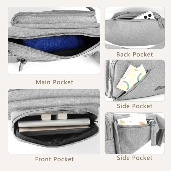 Fanny Pack Waterproof Waist Bag Pack Men Women Hip Bum Bag With Water Bottle Holder Adjustable Strap Suitable For Outdoors Workout Traveling Hiking Cycling Dog Walking Pouch Bag(Grey) - Image 3