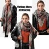 Women's Fall Winter Scarf Scarves for Women Gifts Plaid Blanket Scarf Soft Chunky Large Blanket - Image 2