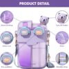 Kawaii Water Bottle, 26oz Cute Water Bottle With Straw and Strap for Girls, Portable Leakproof Dual Chamber Water Bottle With Stickers for School(Purple) - Image 4