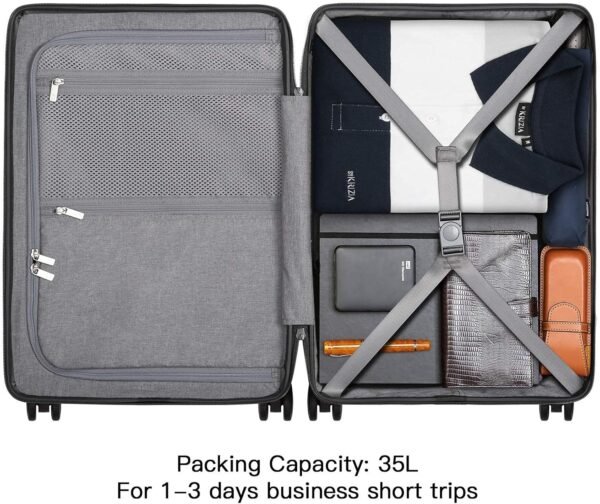 LEVEL8 Road Runner Pro Carry-On Luggage, 20” Lightweight PC Hardside Suitcase with Wheels, Spinner Trolley for Luggage with Front Compartment, Tsa Lock, Dark Grey - Image 6