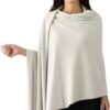 Jet&Bo 100% Pure Cashmere Travel Wrap, Scarf & Blanket Ivory, Storage Bag + Gift Box - Image 2