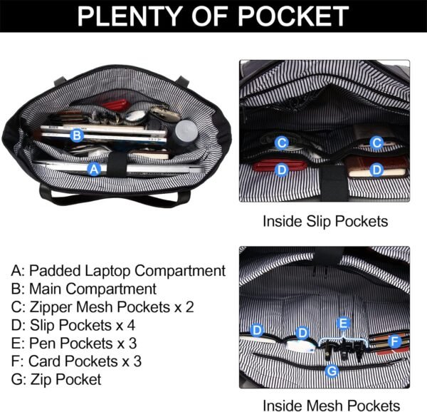 Laptop Bag for Women,ChaseChic Waterproof Classic Teacher's Tote Bag 15.6in Computer Work Bags for Women with Luggage Strap - Image 4