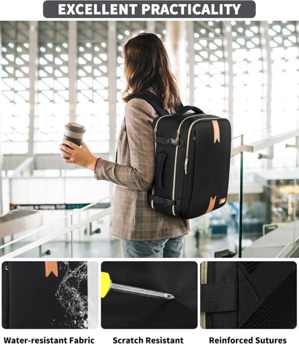 Travel Backpack for Women Men, 17.3"x13.4"x7.9" Carry on Backpack TSA Flight Approved Water-resistant Traveling Backpacks with Laptop Compartment Fits 15.6 Inch Laptop Casual daypack College - Image 6