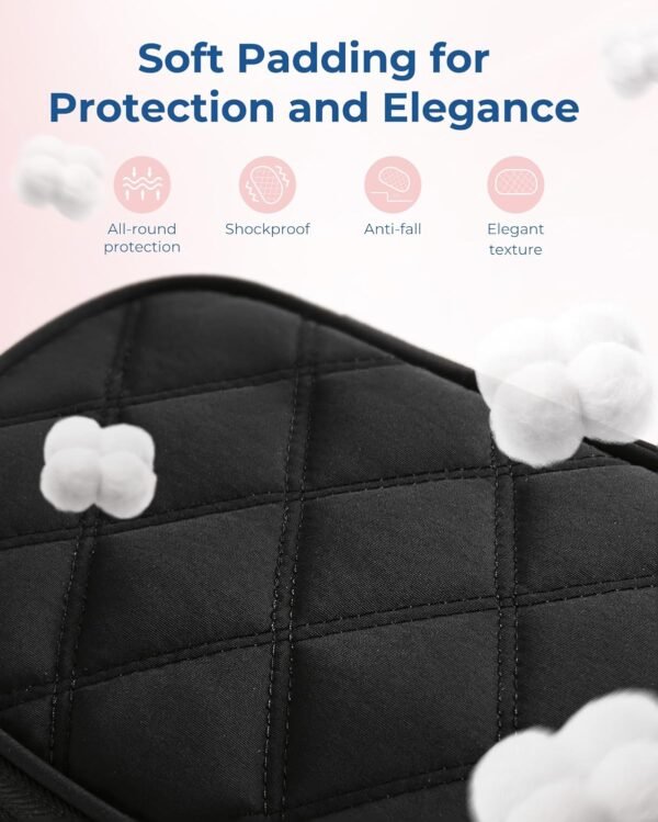 BAGSMART Travel Cord Organizer Electronics Organizer Travel Case, Double Layers Puffer Cable Organizer Bag Travel Essentials for Women, Tech Organizer Case for Charger, Phone, Flash Drive - Black - Image 4