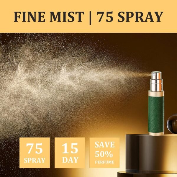 Perfume Travel Refillable Bottle Cologne Fragrance Scent Atomizer Bottom Pump Fill Perfume Sprayer 5ml Travel Essential with Gift Leather Case for Men Women (Black & Green) - Image 5