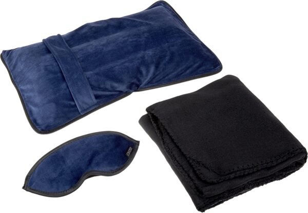 Lewis N. Clark Ultimate Comfort Set + Portable Travel Kit for Airplane, Includes Inflatable Pillow + Zippered Carrying Case, Cozy Fleece Blanket, Eye Mask for Sleeping & Foam Ear Plugs, Navy - Image 4
