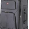 SwissGear Sion Softside Expandable Luggage, Dark Grey, Checked-Medium 25-Inch