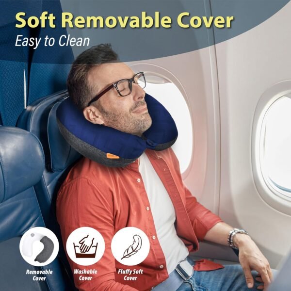 TREKOLOGY Travel Neck Pillow for Plane - Premium Airplane Neck Pillow for Sleeping, Ultimate Neck Support for Long Flights, Best Rated Travel Pillow, Comfortable Neck Rest for Airplane & Travel - Image 3