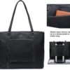 Classic Laptop Leather Tote Bag for 15 15.6 inch Notebook Computers Travel Carrying Bag with Smart Trolley Strap Design - Image 2