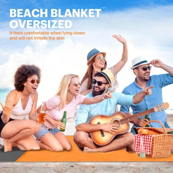 EASYFUN Beach Blanket Sandproof Oversized, 79''×83'' Extra Large Beach Mat, Portable Picnic Mat for Travel Camping Hiking, Lightweight Beach Essentials Family Water Resistant Mat Nylon 210T - Image 5