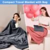 ATsense Travel Blanket Pillow, Premium 2 in 1 Soft Airplane Blanket Compact with Bag Pillowcase, Hand Luggage Sleeve and Backpack Clip - Travel Essentials for Long Trips, Flying and Car, Dark Grey - Image 2