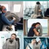 JefDiee Inflatable Travel Pillow, Airplane Neck Pillow Comfortably Supports Head and Chin for Airplanes, Trains, Cars Office Napping on The Tray Table (Grey) - Image 7