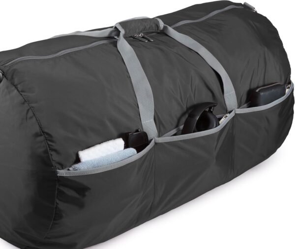 Amazon Basics 100L Nylon Duffel Bag with Multiple Zippered Pockets, Lightweight yet Durable, 50-Pound Weight Capacity, Black, 32.5 x 17 x 11.5 Inches - Image 5