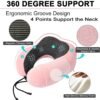 Travel Pillow and Blanket Set Neck Pillows Travel Essentials with Sleep Mask for Airplane Car Memory Foam Pink - Image 3